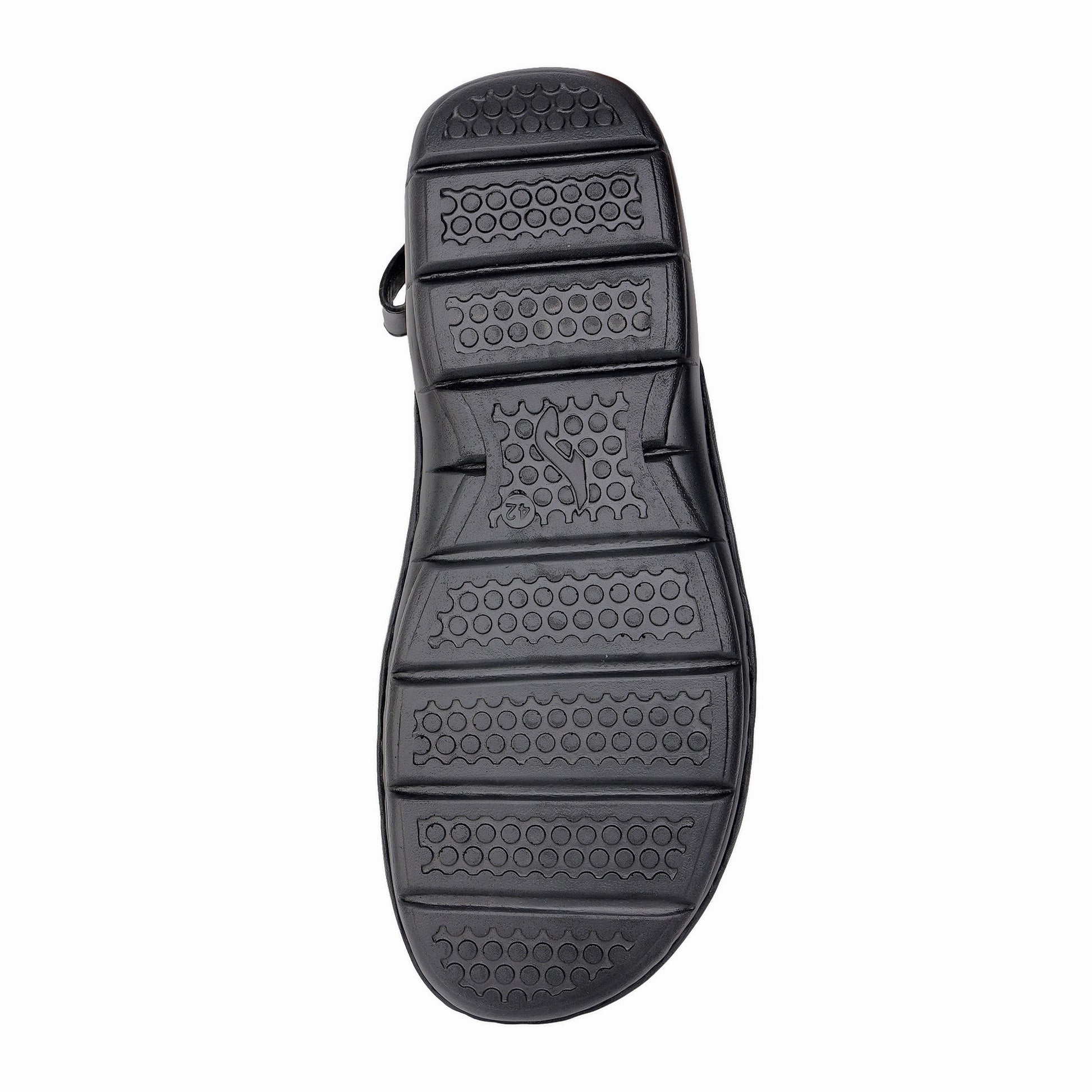 Men's black genuine leather sandals side view casual outdoor everyday wear