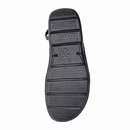 Men's black genuine leather sandals side view casual outdoor everyday wear