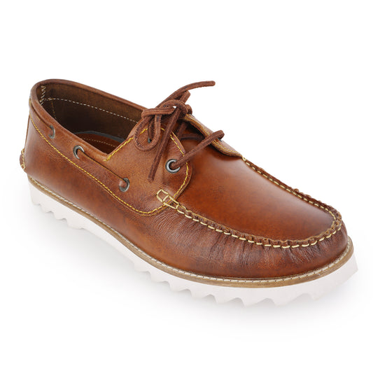 TZARO Super Light True Moccasin Construction Pure Leather Boat Shoe - Float TimTan, SLBOAT117TAN