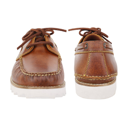 TZARO Super Light True Moccasin Construction Pure Leather Boat Shoe - Float TimTan, SLBOAT117TAN