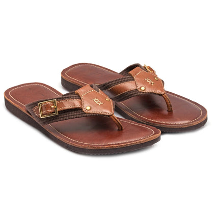 Pure Leather, Super-light, Slippers  - Simon (Tan & Brown), SLPCLD1904TN