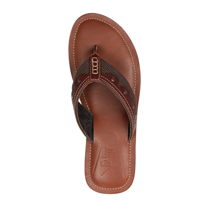 TZARO Genuine Leather Tan & Brown Slipper - Vagator 1901