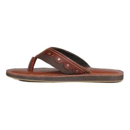TZARO Genuine Leather Tan & Brown Slipper - Vagator 1901