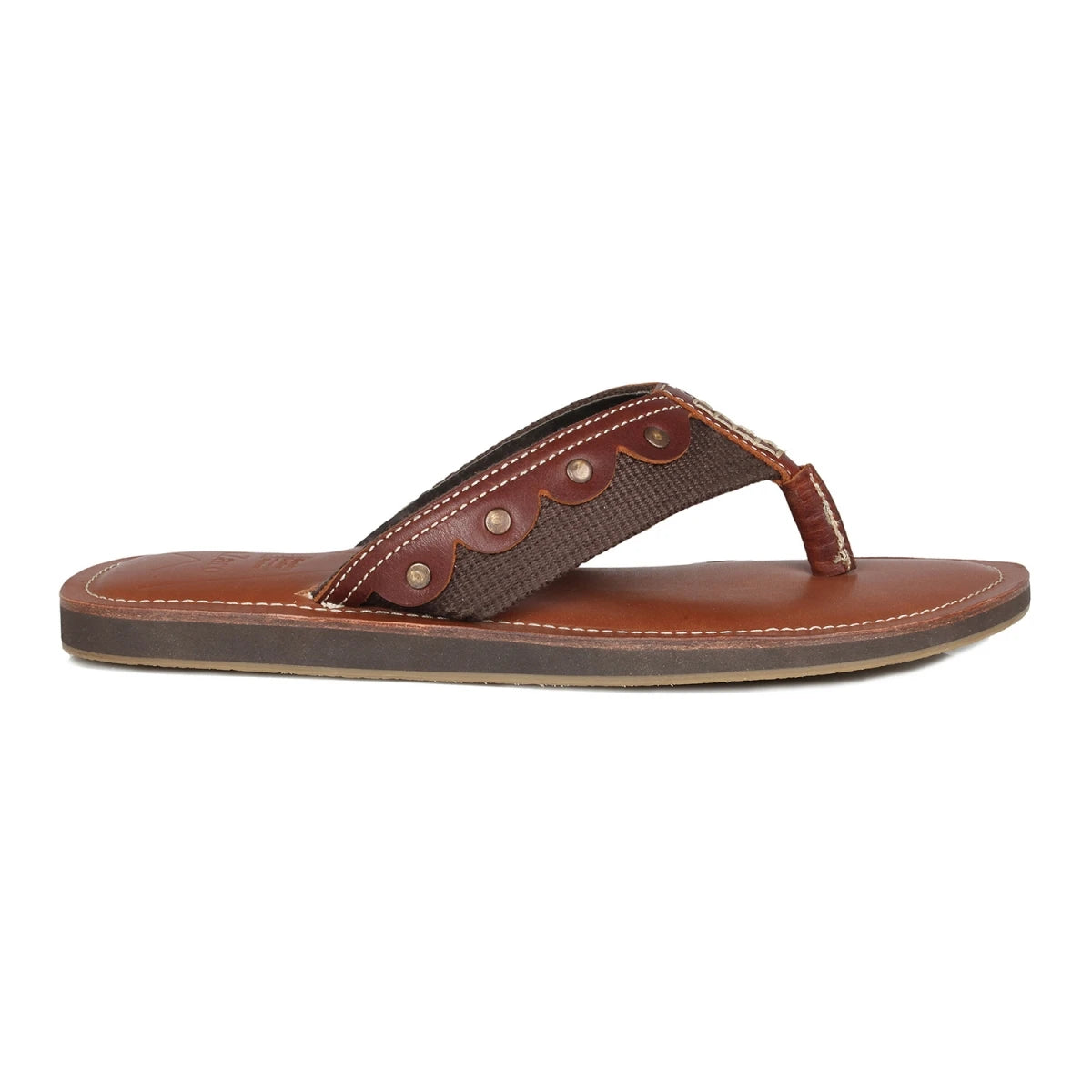 TZARO Genuine Leather Tan & Brown Slipper - Vagator 1901