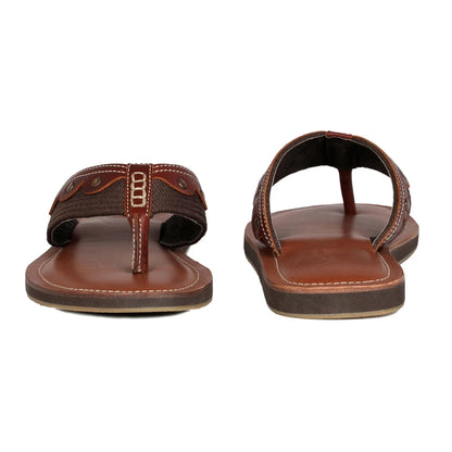 TZARO Genuine Leather Tan & Brown Slipper - Vagator 1901