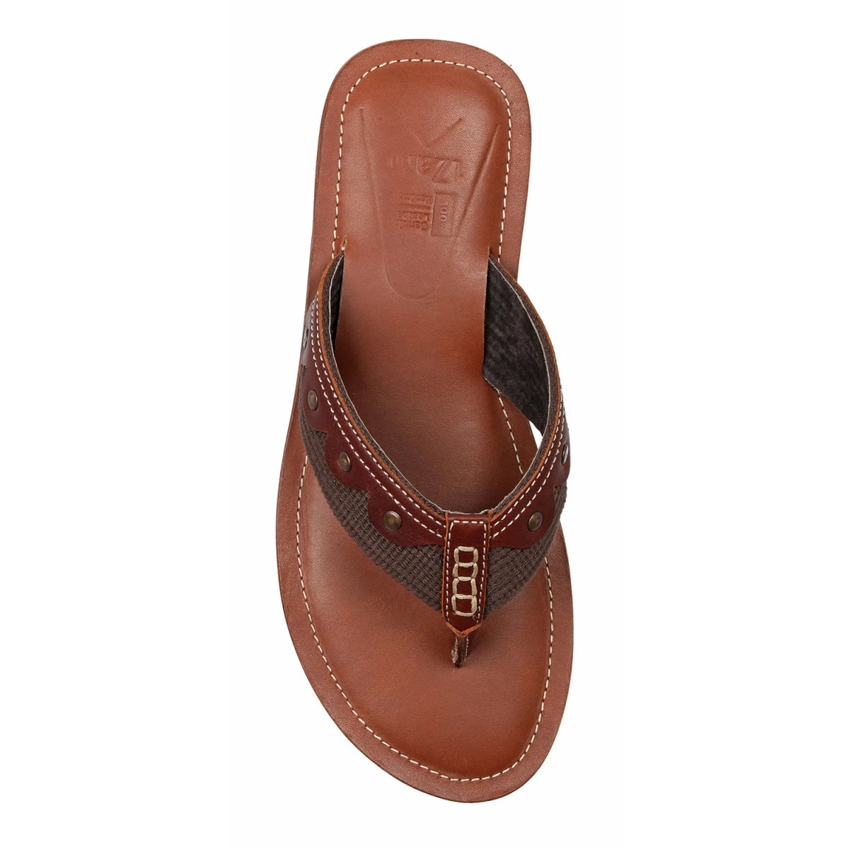 TZARO Genuine Leather Tan & Brown Slipper - Vagator 1901
