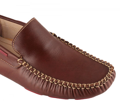 Pure Leather Dark Tan Driving Shoes  -  Morgan, ST2351CLTNRD