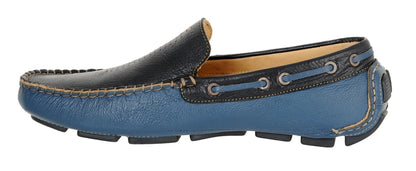 Genuine Leather Black & Blue Driving Shoes - STN2305BLUBLK