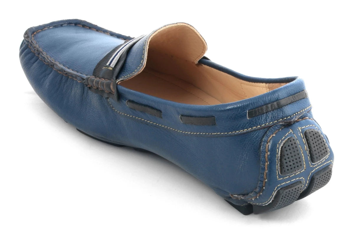 Pure Leather Blue Driving Shoes - STN2315MADBLU
