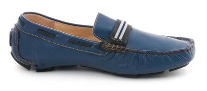 Pure Leather Blue Driving Shoes - STN2315MADBLU