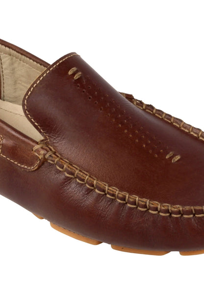 TZARO Pure Leather Tan Color Driving Shoes - STN23167GILL