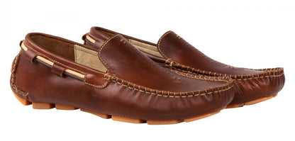 TZARO Pure Leather Tan Color Driving Shoes - STN23167GILL