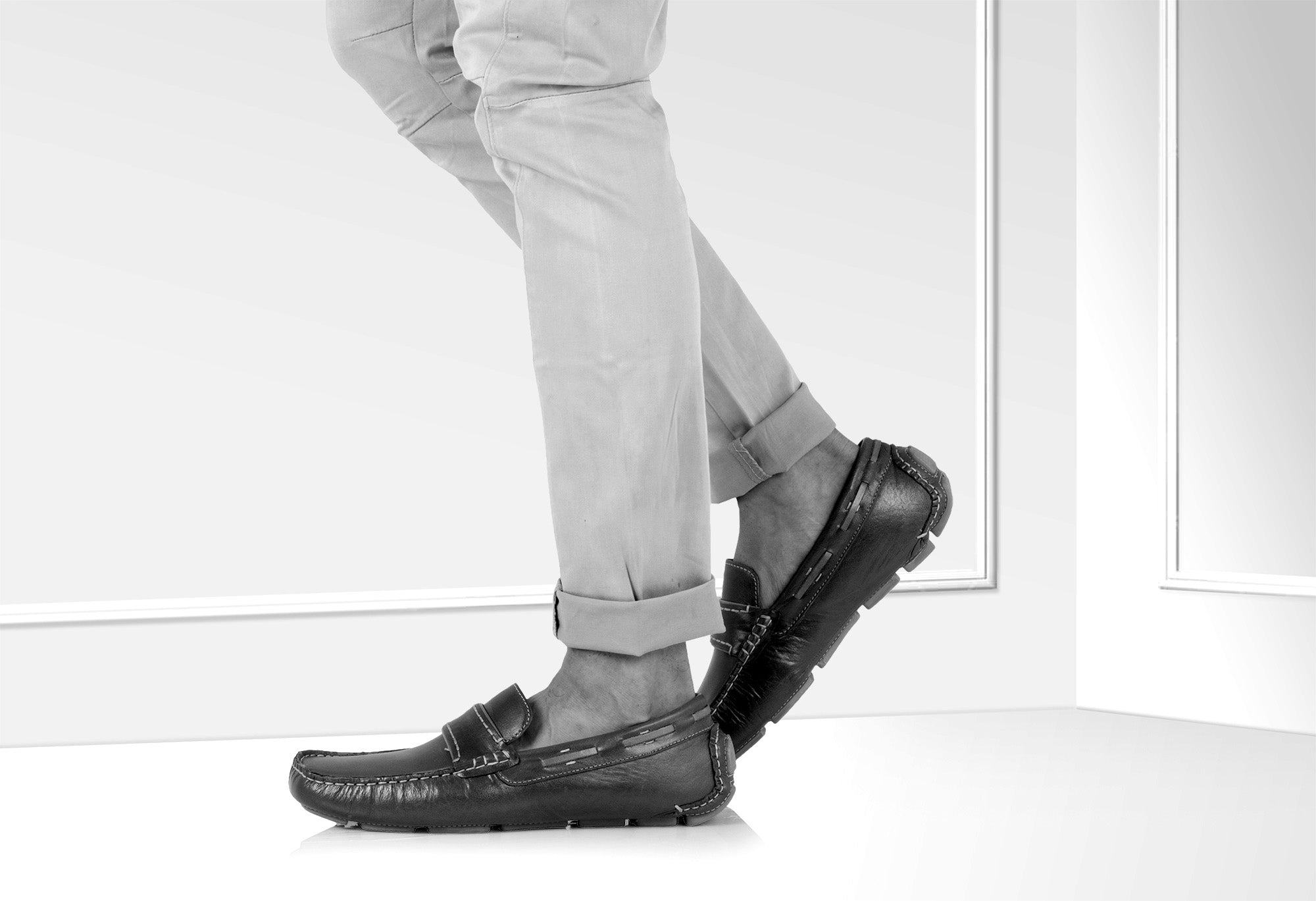 Pure  Leather Light Tan Driving Shoes - STN2323TZCRN5 - Showcase Image 1