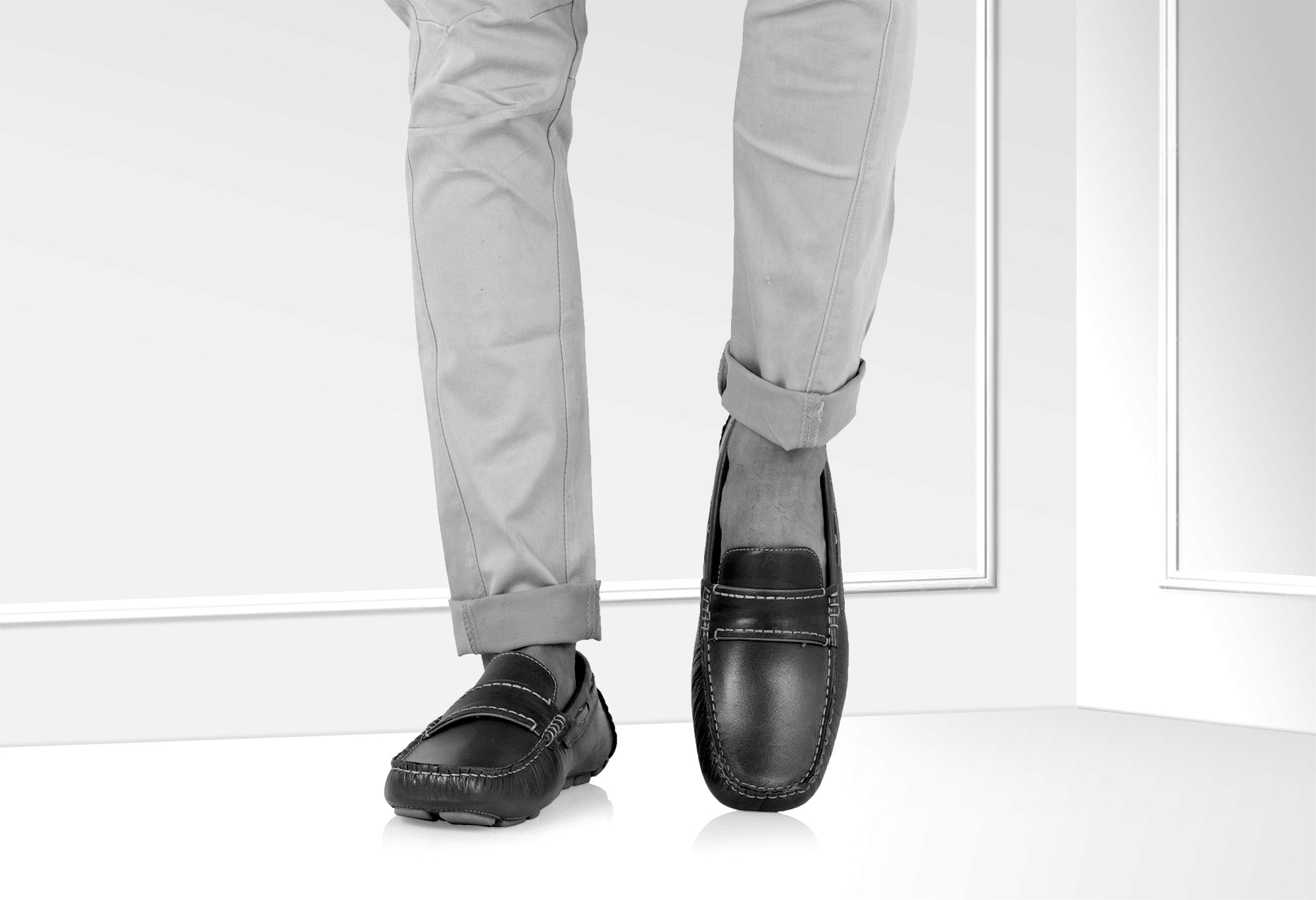 Pure  Leather Light Tan Driving Shoes - STN2323TZCRN5 - Showcase Image 2