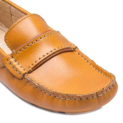 Pure  Leather Light Tan Driving Shoes - STN2323TZCRN5