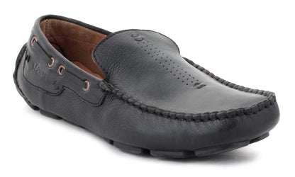 TZARO Black Leather Driving Shoes  -  STN2334BLKND