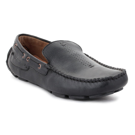 TZARO Black Leather Driving Shoes  -  STN2334BLKND
