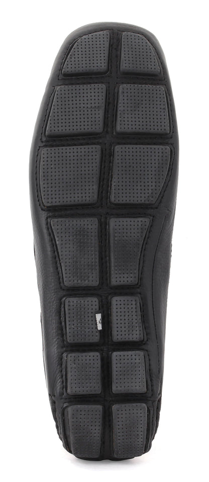 TZARO Black Leather Driving Shoes  -  STN2334BLKND