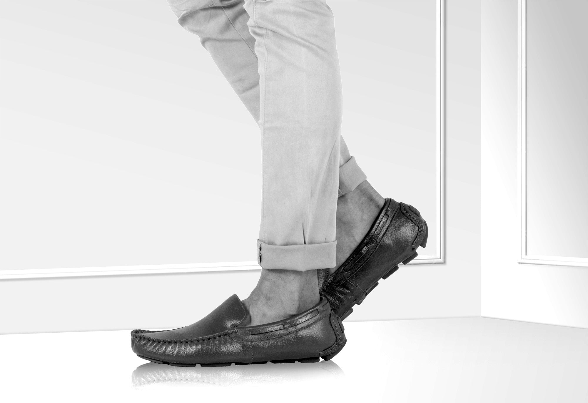 TZARO Genuine Leather Driving Shoes — Blue | NDM Leather | Decorative Cord | True Moccasin | STN2360BLU49 - Showcase Image 1