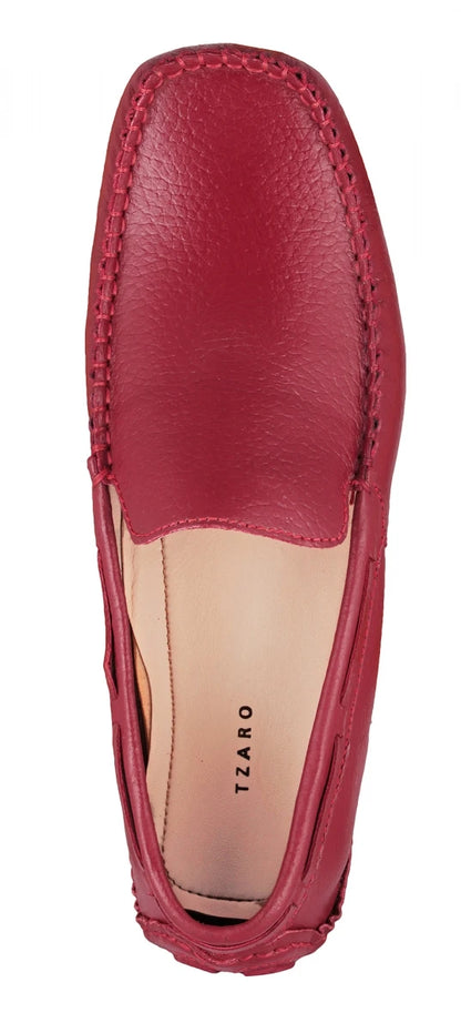 TZARO Genuine Leather Burgundy Driving Shoes  -  Cabernet, STN2349CLRED