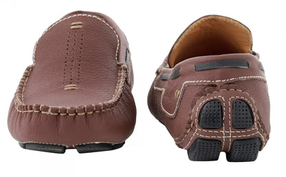 Pure  Leather Maroon Driving Shoes - STN23504MRN