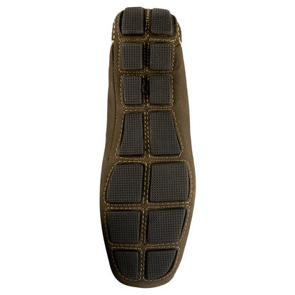 TZARO Pure Leather Dark Olive Green Driving Shoes - STN2353NUDOLV