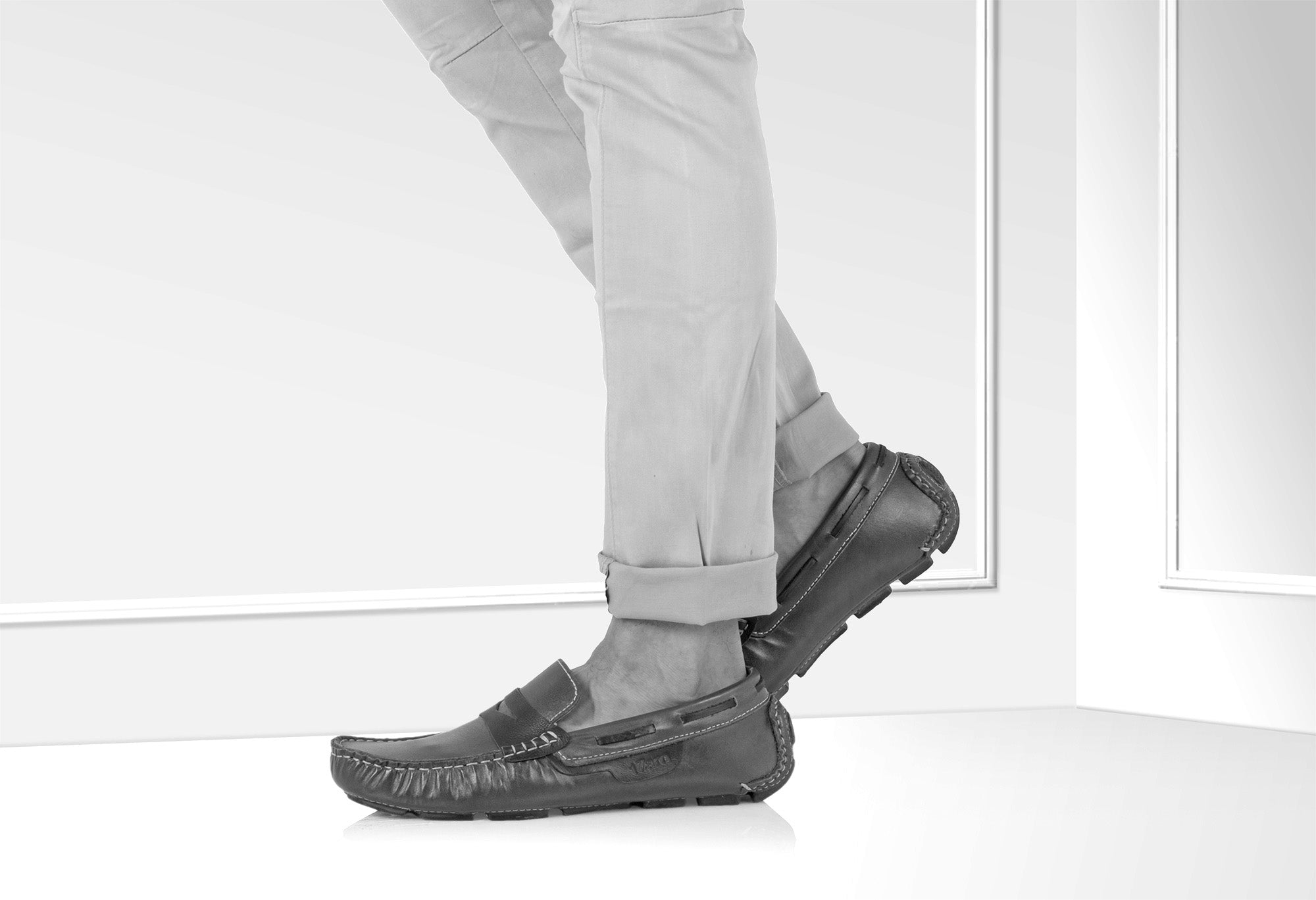 TZARO Genuine Leather Driving Shoes — In Crunch  Leather | Tan with a Black Penny Strap | True Moccasin | STN23542TANOPU - Showcase Image 1