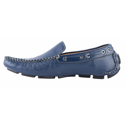 Pure Leather, Moc-toe Construction, Blue Driving Shoe - Saphire, STN2355NVY234