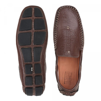 Pure Leather, Moc-toe Construction, Coffee Color Driving Shoe, STN2357CHR34