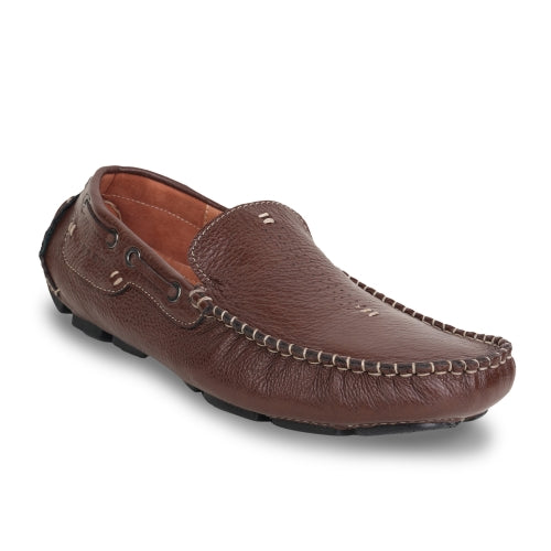 Pure Leather, Moc-toe Construction, Coffee Color Driving Shoe, STN2357CHR34