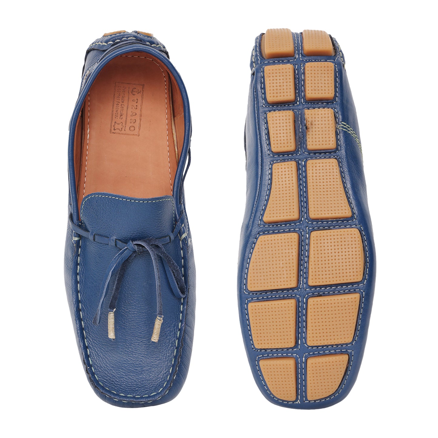 Pure Leather, Moc-toe Construction, Blue Driving Shoe - KNOTTY, STN2358NV09