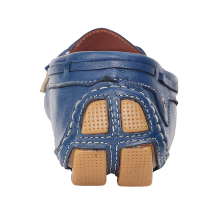 Pure Leather, Moc-toe Construction, Blue Driving Shoe - KNOTTY, STN2358NV09