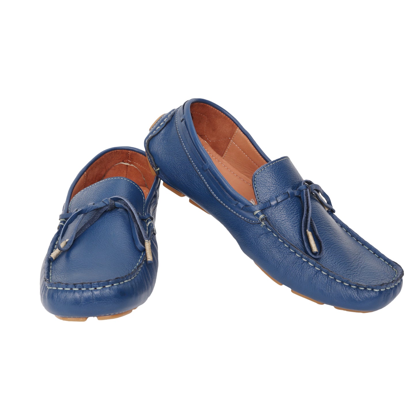 Pure Leather, Moc-toe Construction, Blue Driving Shoe - KNOTTY, STN2358NV09