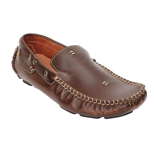 Pure Leather, Moc-toe Construction, Coffee Color Driving Shoe, STN2359CFF34