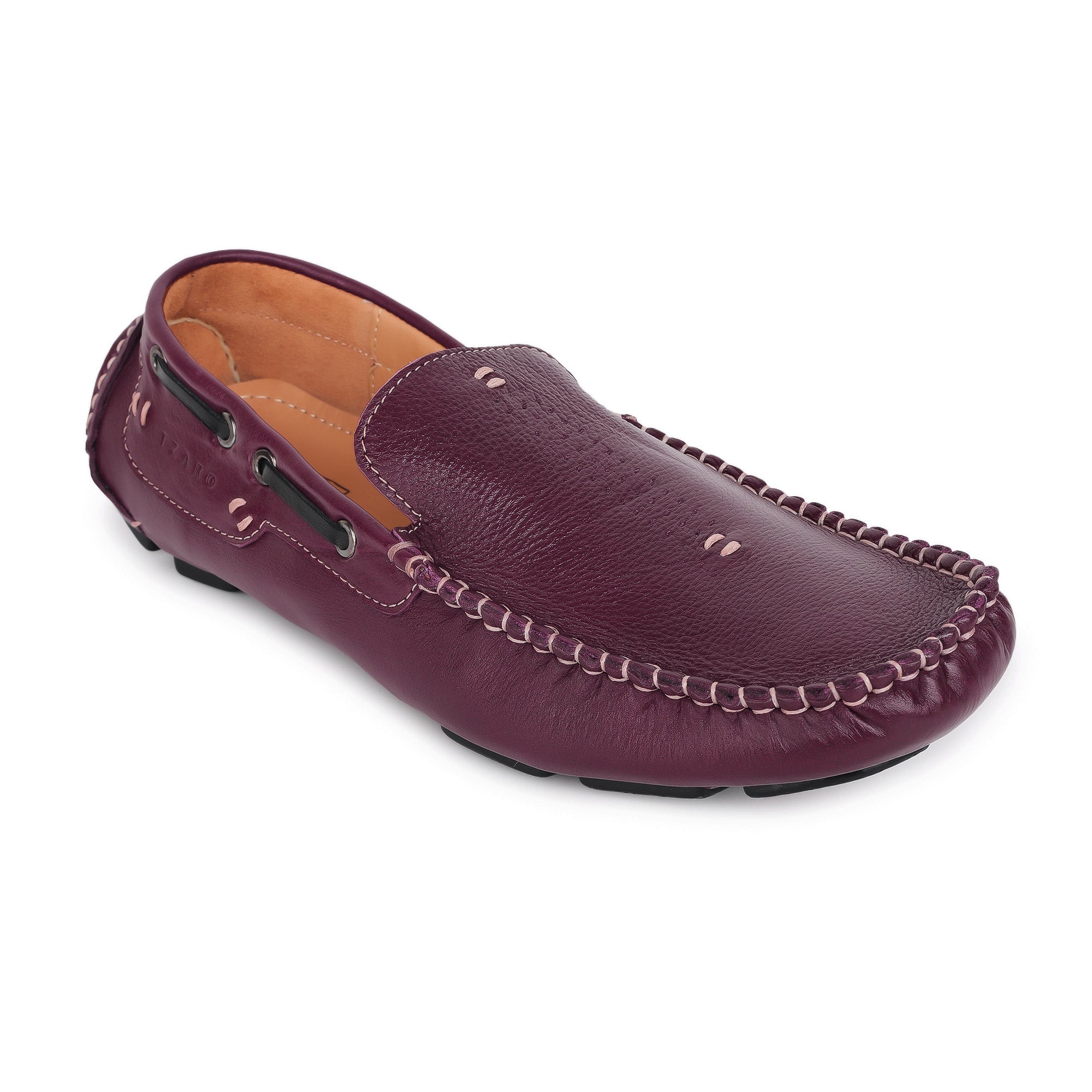 Pure Leather, Moc-toe Construction, Burgundy Color Driving Shoe, STN2361BURG