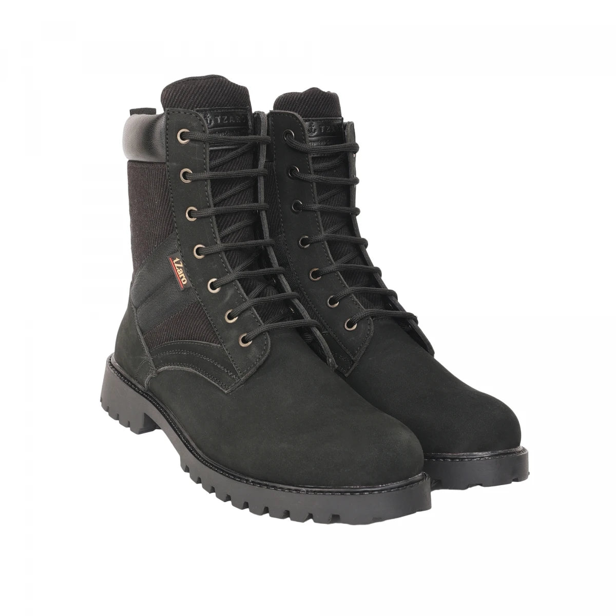 Pure Leather Rugged Ankle Boot in Black — Sniper | Men's Nubuck Boot with Webbing Panels & TR Sole | SniperBLK