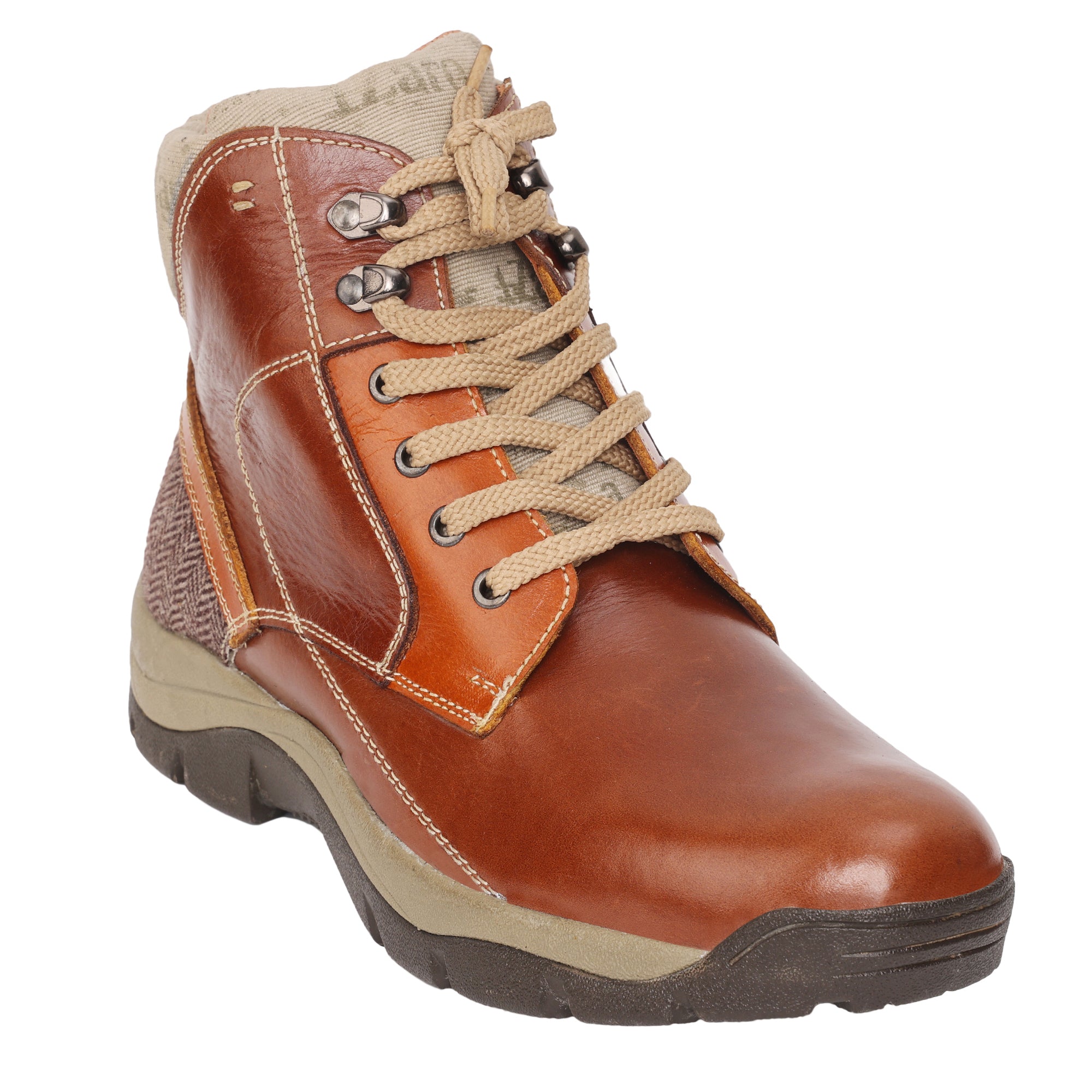 Pure Leather Off-Road Boots in Tan-Beige | Men's Oil Pull-up Leather Boot with Phylon & Rubber Sole | SPITI2001