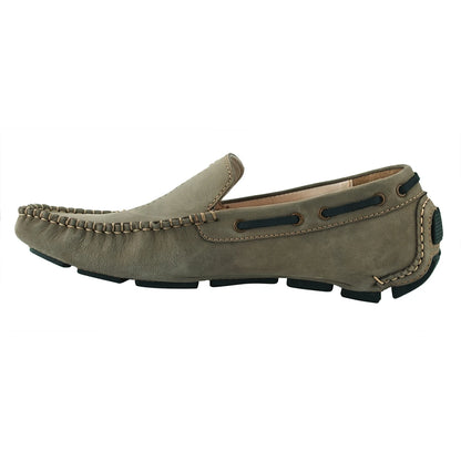 Pure Leather Olive-Green Driving Shoes - STN2347NUOLV