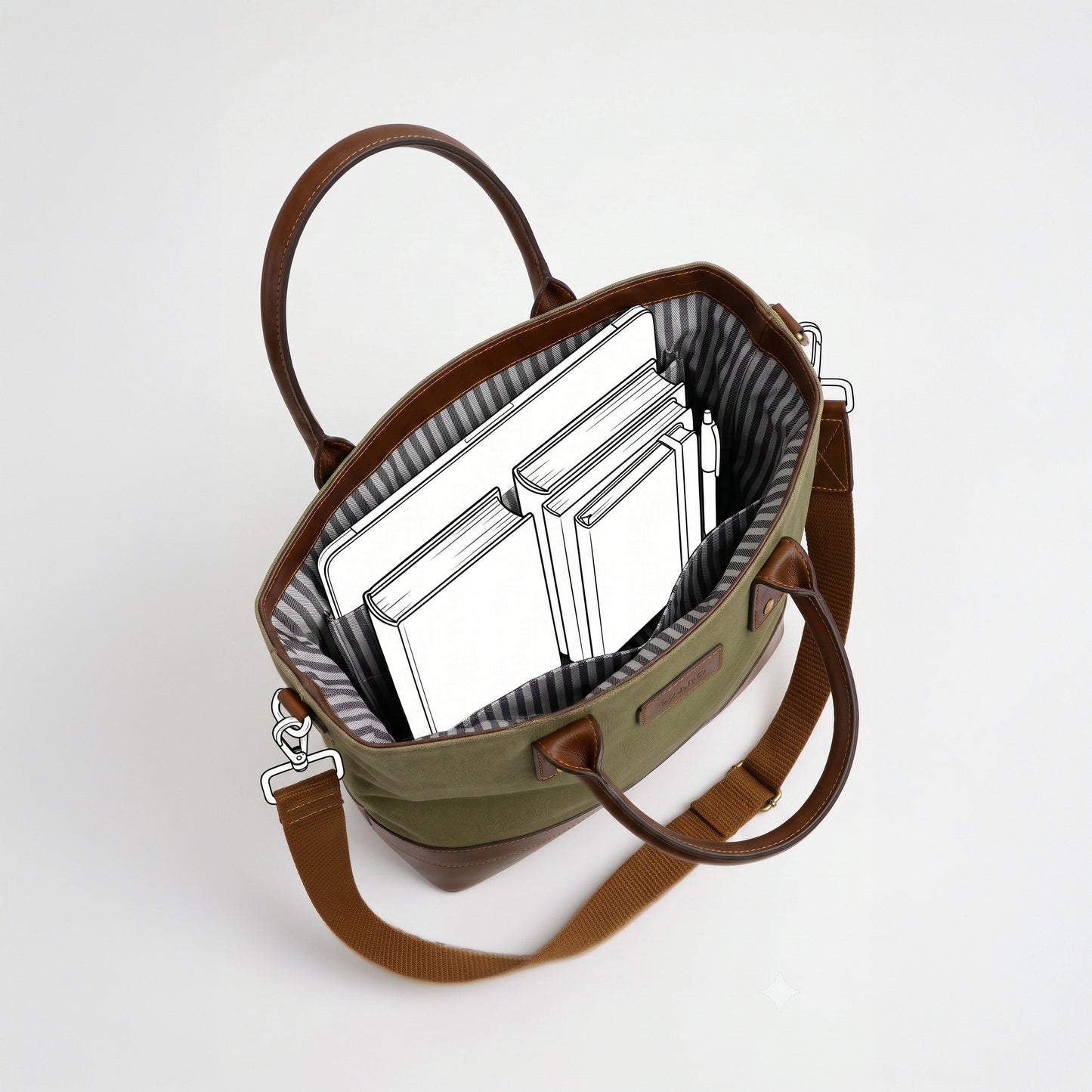 Olive Green Canvas & Pure Leather Tote Bag for Men | TZARO - TZAMBRO714