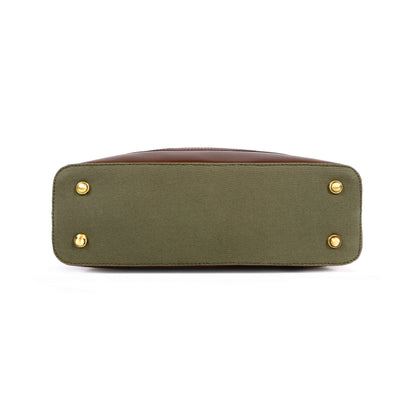Olive Green Canvas & Pure Leather Tote Bag for Men | TZARO - TZAMBRO714