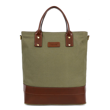 Olive Green Canvas & Pure Leather Tote Bag for Men | TZARO - TZAMBRO714