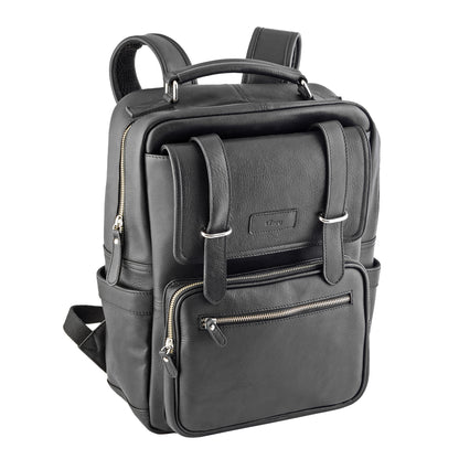 Black Genuine Leather Laptop Backpack for Men | TZARO - TZANMLTH770