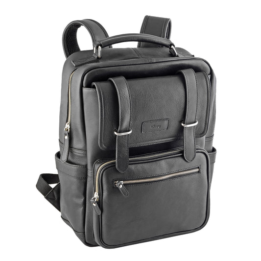 Black Genuine Leather Laptop Backpack for Men | TZARO - TZANMLTH770