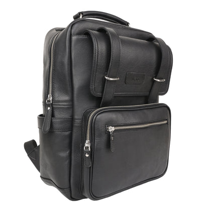 Black Genuine Leather Laptop Backpack for Men | TZARO - TZANMLTH770
