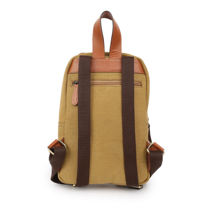 Tan Genuine Leather & Canvas Kids' Bear Backpack | TZARO - ZBERCNL701