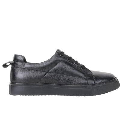 Pure Leather, Light Weight Black Sneakers - Buntikki, TZCRT901BLK