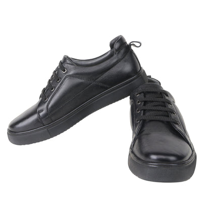 Pure Leather, Light Weight Black Sneakers - Buntikki, TZCRT901BLK