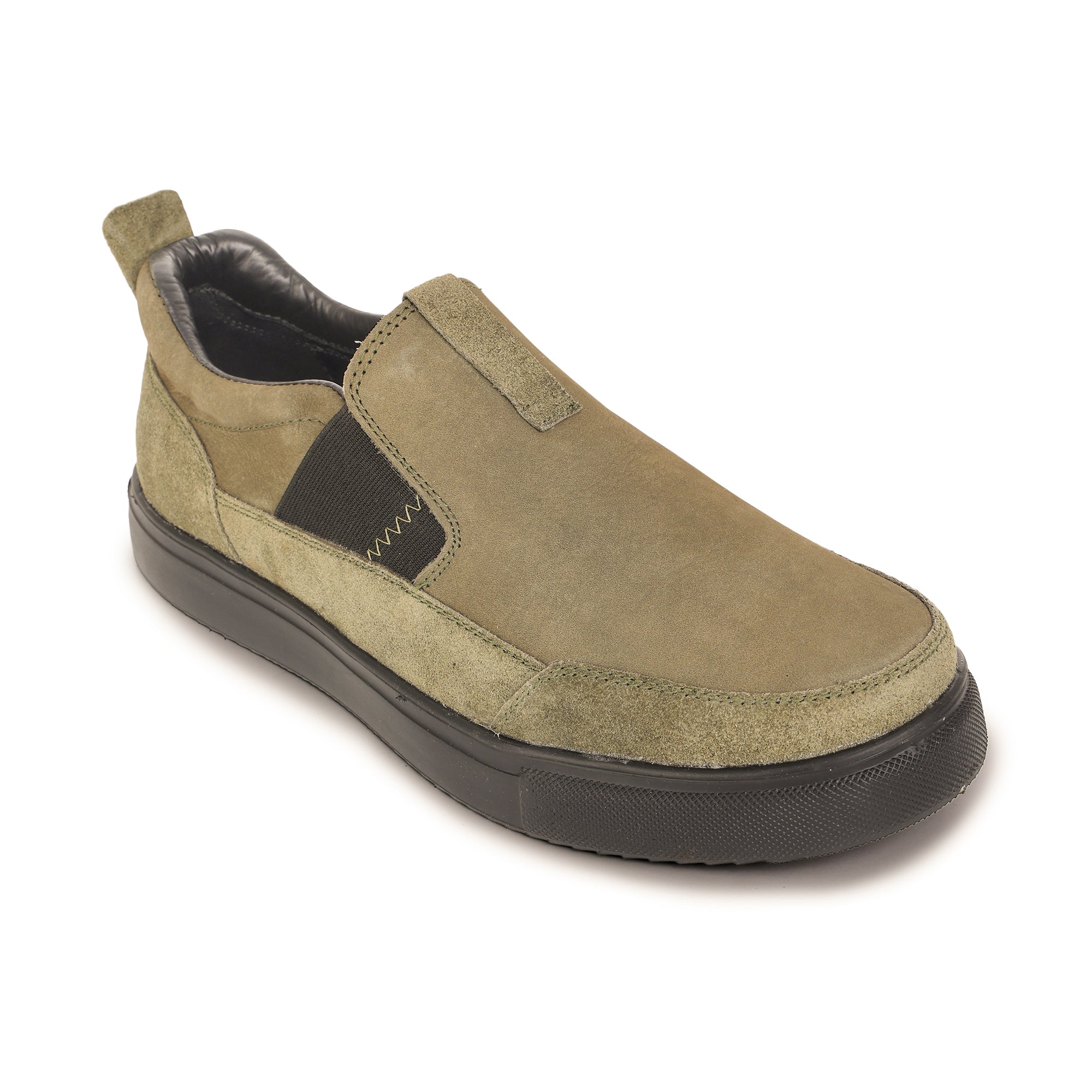Pure Leather, Light Weight Olive-Green Sneakers - Omura, TZCRT913OLV