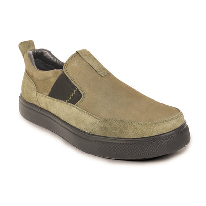 Pure Leather, Light Weight Olive-Green Sneakers - Omura, TZCRT913OLV