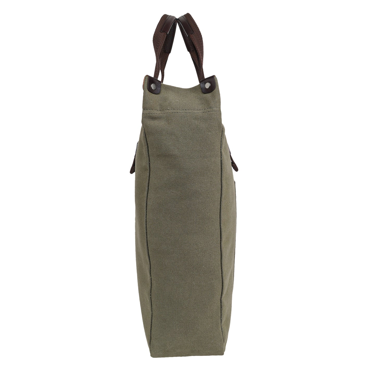 Olive Canvas Tote Bag for Men with Front Pocket & Zip Interior | TZARO - TZGOB719